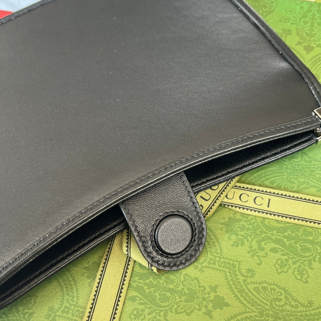 スリムホースビット スモールショルダーバッグ 23インチ ブラックカーフスキン パラジウム金具