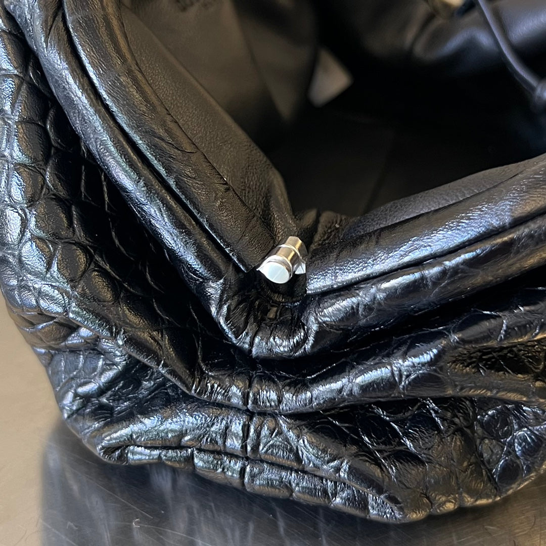 ミニポーチ 22cm ブラックカーフスキン