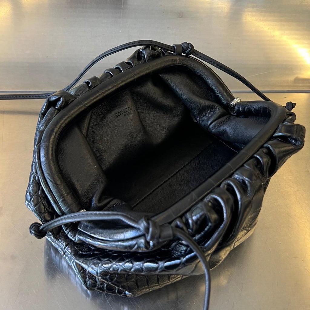 ミニポーチ 22cm ブラックカーフスキン