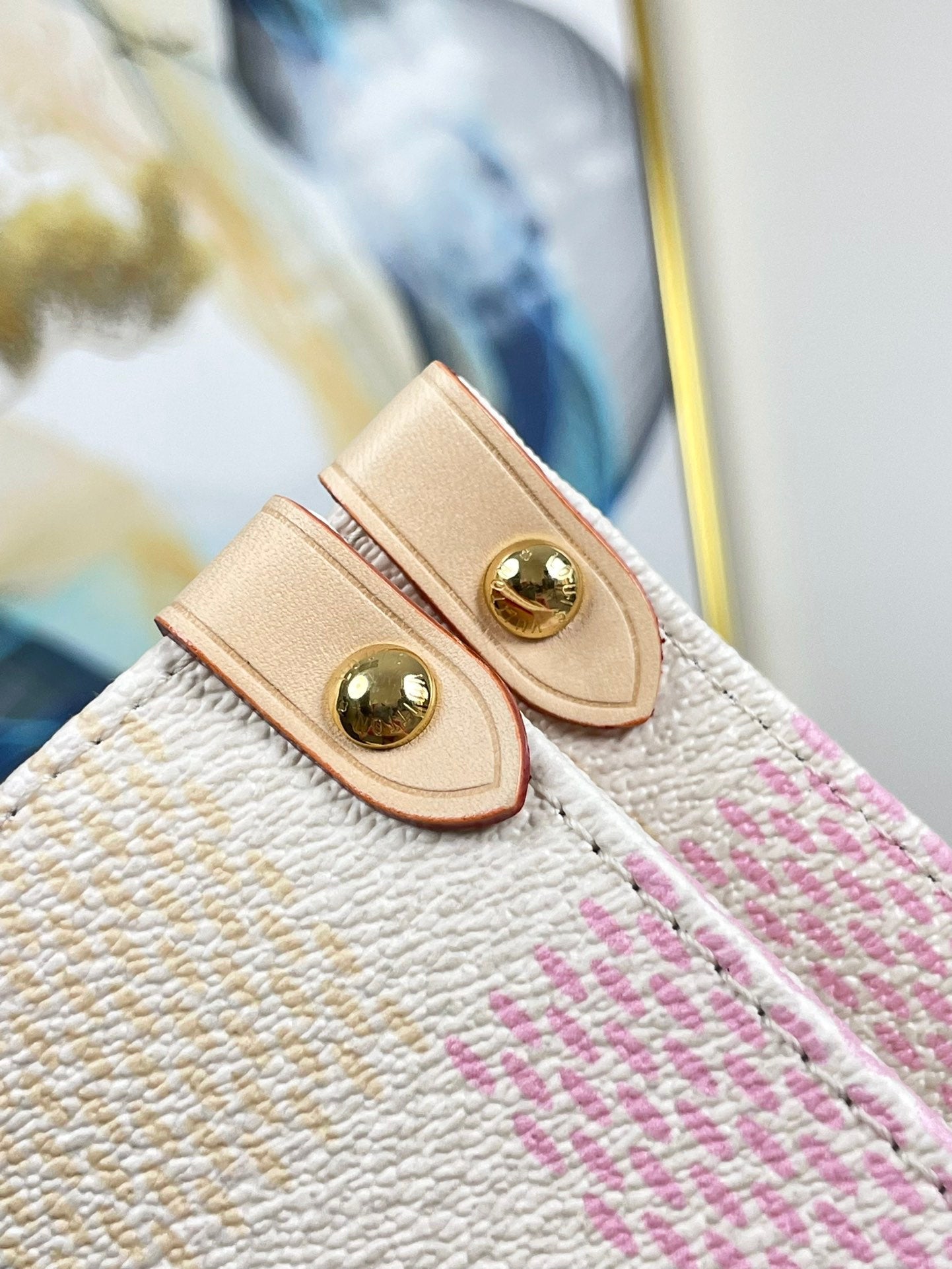 オンザゴー 35 ピーチ ダミエ ジャイアント キャンバス