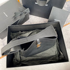 LE 5 À 7 SMALL SUPPLE 23 IN GRAY LAMBSKIN GOLD BUCKLE