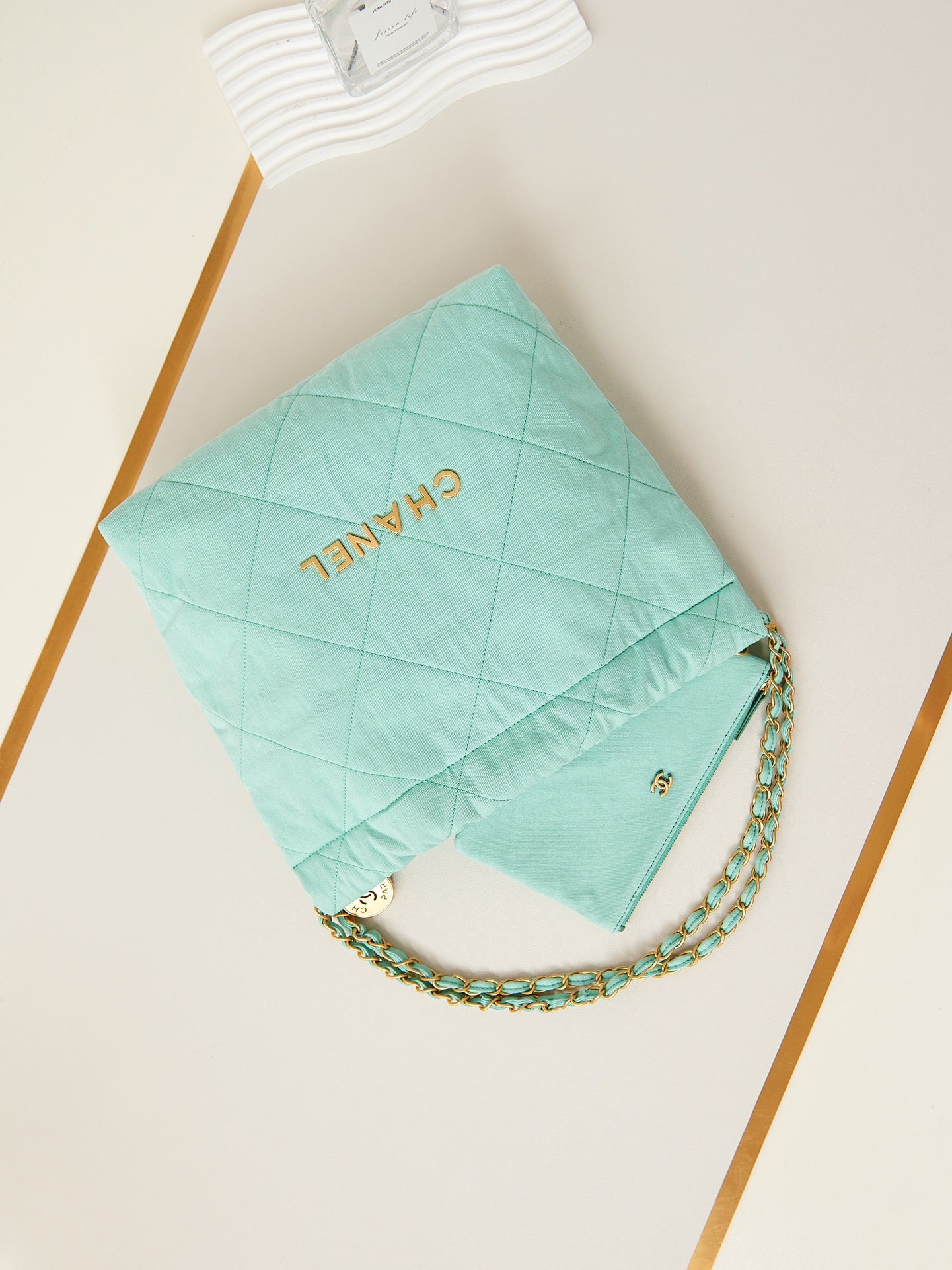 CC CLASSIC MEDIUM 37 BAG IN TIFFANY BLUE CANVAS