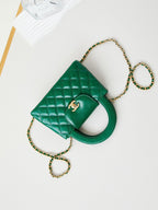 CC KELLY MINI 19 SHOPPING BAG IN GREEN FOREST CALFSKIN