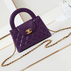 CC KELLY MINI 19 SHOPPING BAG IN INDIGO PURPLE CALFSKIN