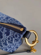DIORSTAR 28 HOBO BAG WITH CHAIN BLUE DENIM OBLIQUE JACQUARD