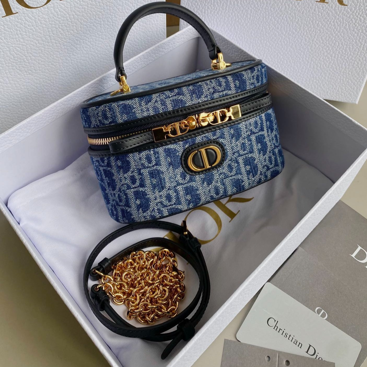 ミニバニティケース 16 ブルーデニム オブリークジャカード