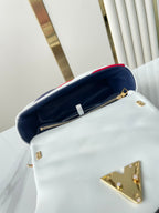 GO-14 MM 23インチ ホワイト レッド ミックス ネイビーブルー キルティング ラムスキン ゴールドハードウェア