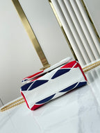 GO-14 MM 23インチ ホワイト レッド ミックス ネイビーブルー キルティング ラムスキン ゴールドハードウェア