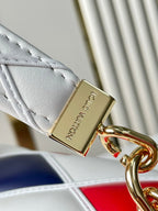 GO-14 MM 23インチ ホワイト レッド ミックス ネイビーブルー キルティング ラムスキン ゴールドハードウェア