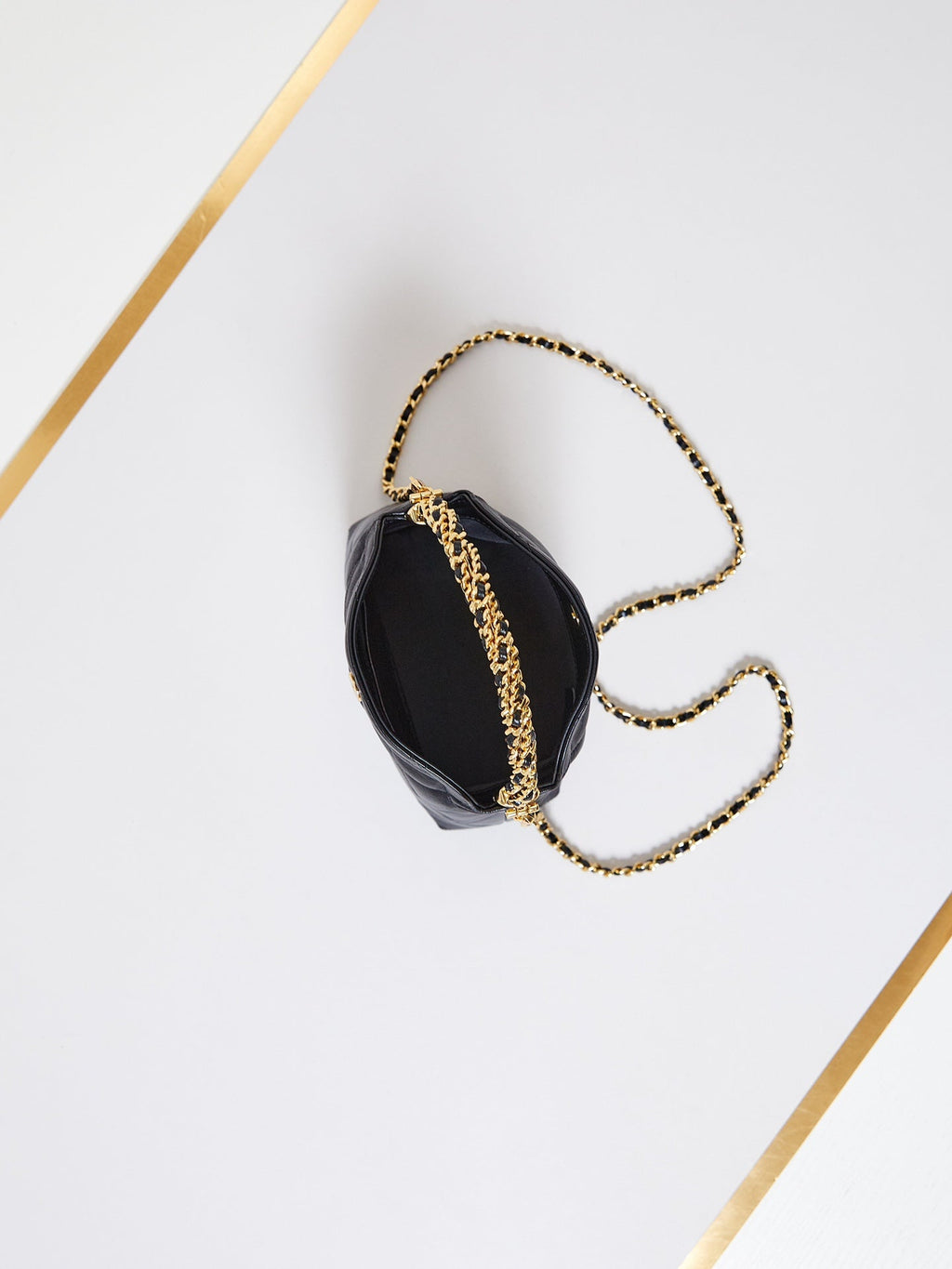 ホーボーバッグ 18インチ ブラック ソフトラムスキン ゴールドチェーン