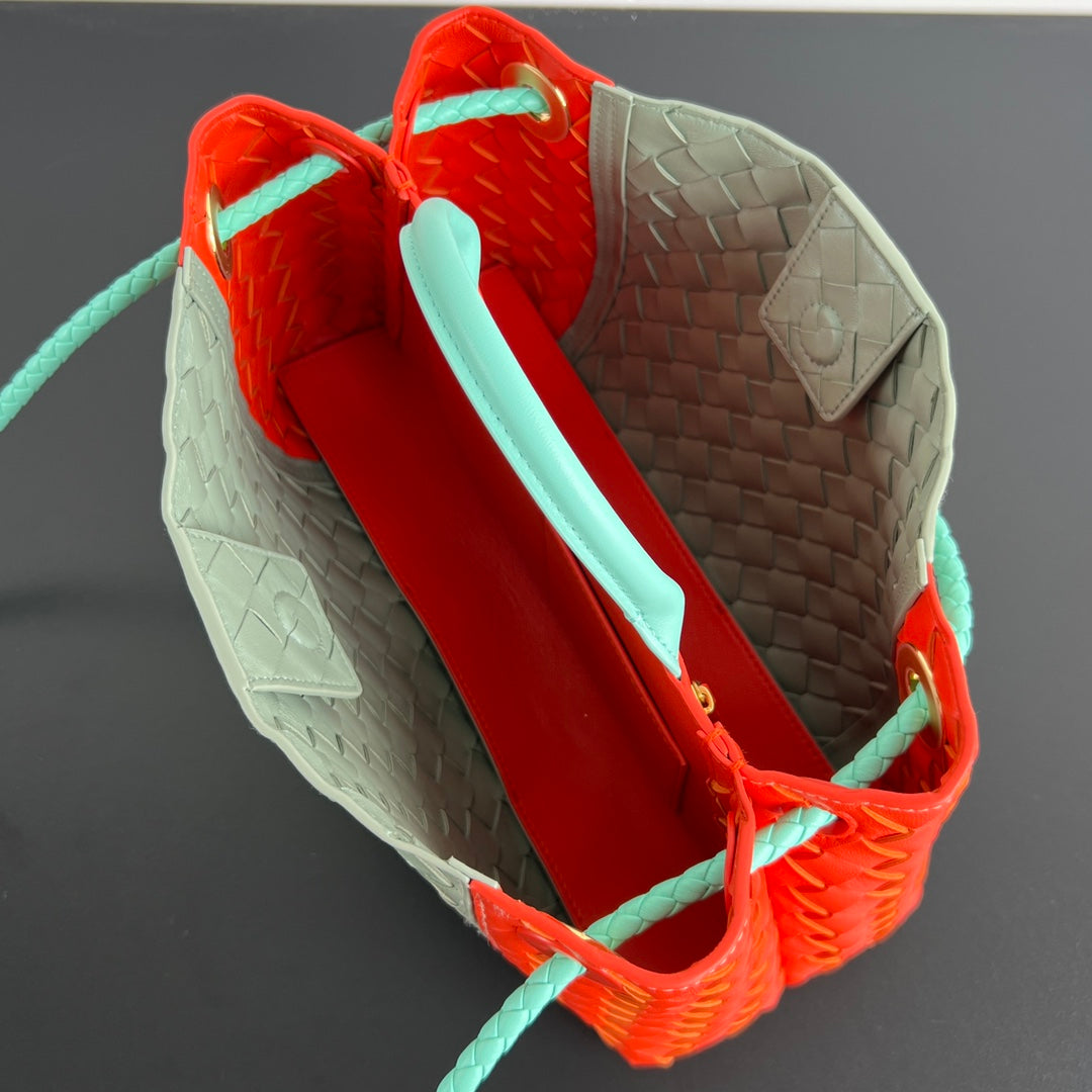 イーストウエスト アンダモ バッグ 29 オレンジ＆ライトグリーン カーフスキン