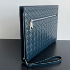 INTRECCIATO CLUTCH 32 IN PICKLED BLUEWOOD SOFT CALFSKIN