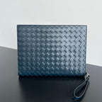 INTRECCIATO CLUTCH 32 IN PICKLED BLUEWOOD SOFT CALFSKIN