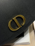 SMALL 19 MONTAIGNE AVENUE TOP HANDLE BAG BLACK SMOOTH CALFSKIN