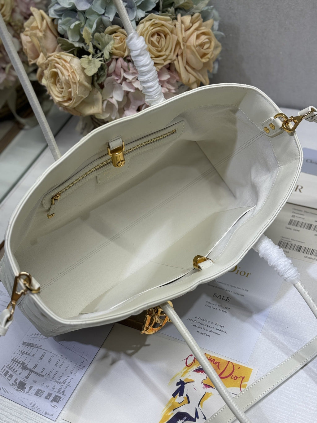 ホワイト マクロカナッジ ラムスキン ミディアム 37 トゥージュール バッグ