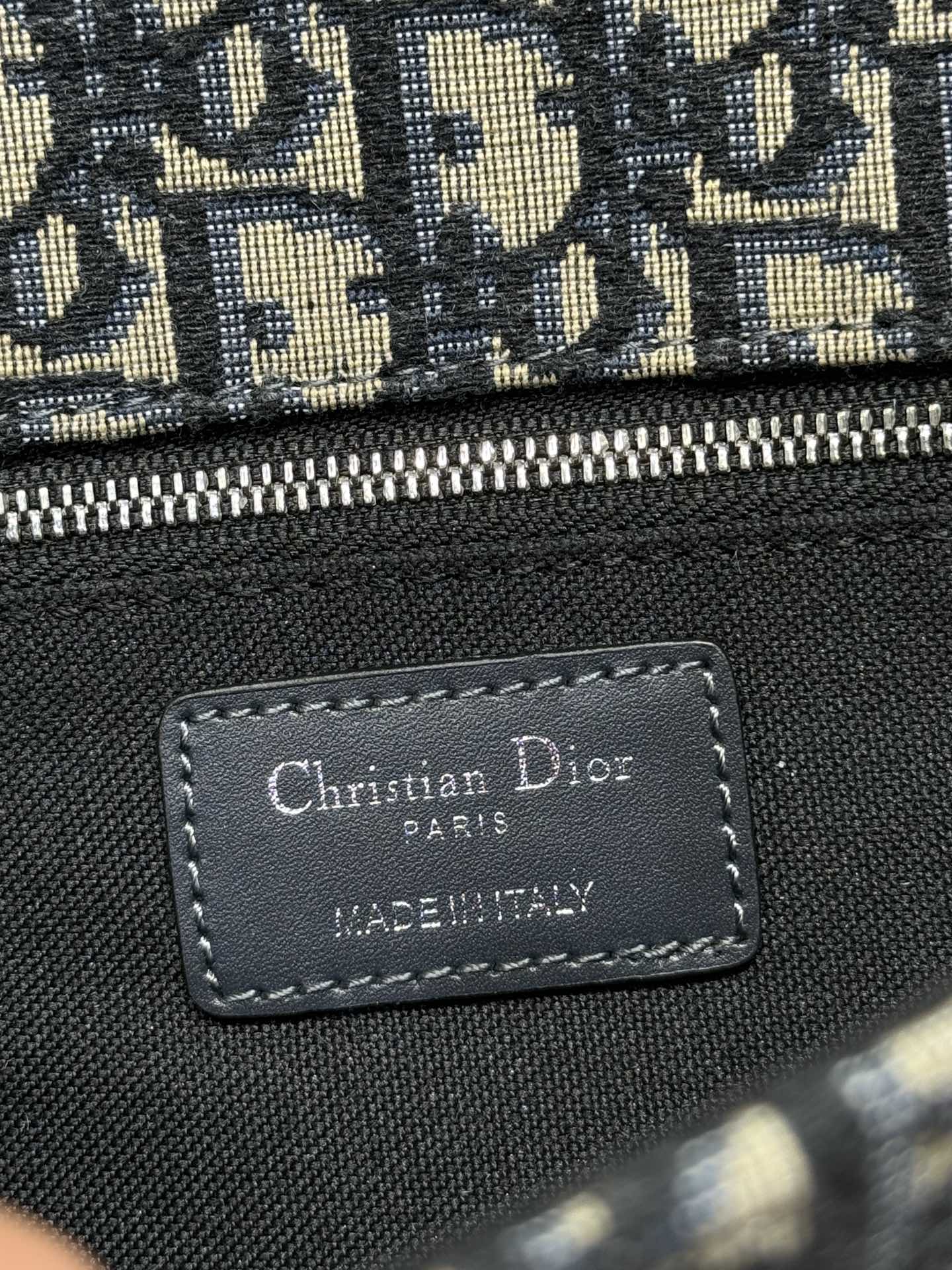 MONTAIGNE EAST-WEST BAG 24 IN BLACK LAMBSKIN AND MONOGRAM OBLIQUE JACQUARD