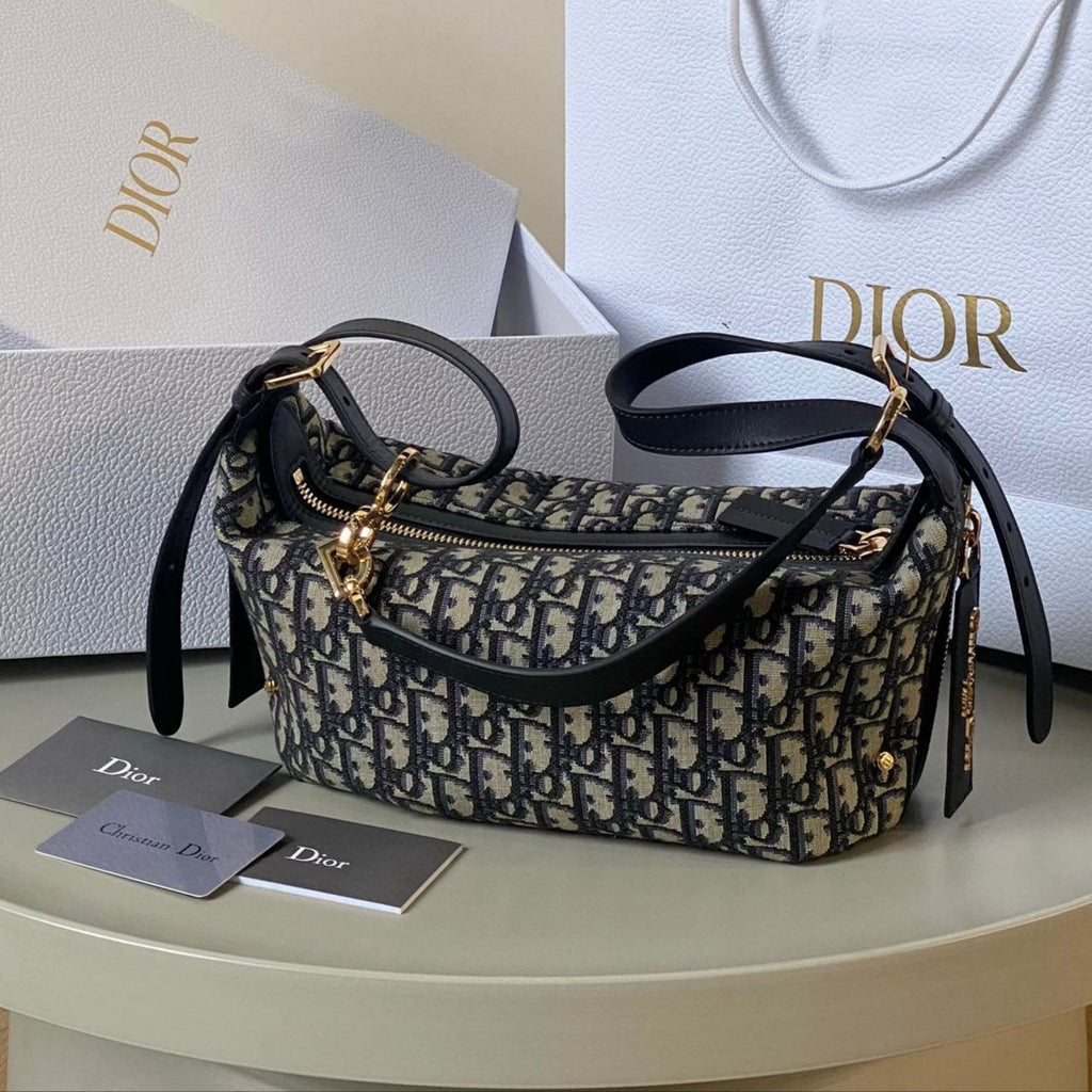 ミディアム D-JOURNEY ショルダーバッグ 25 ブラック モノグラム オブリーク ジャカード