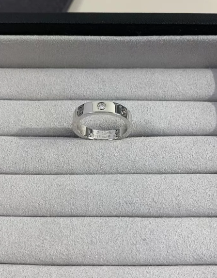 [⭐JeweliWhal]ラブリング 4mm 1ダイヤモンド シルバー