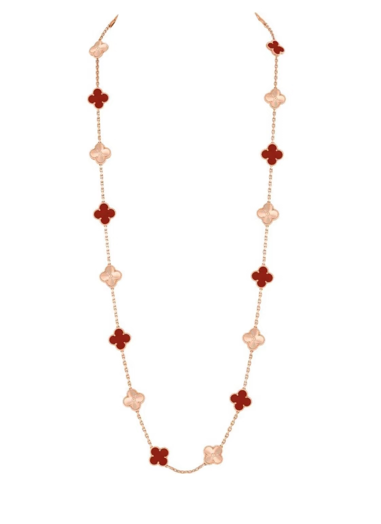 [⭐JeweliWhal]CLOVER 20 MOTIFS LASER CARNELIAN NECKLACE