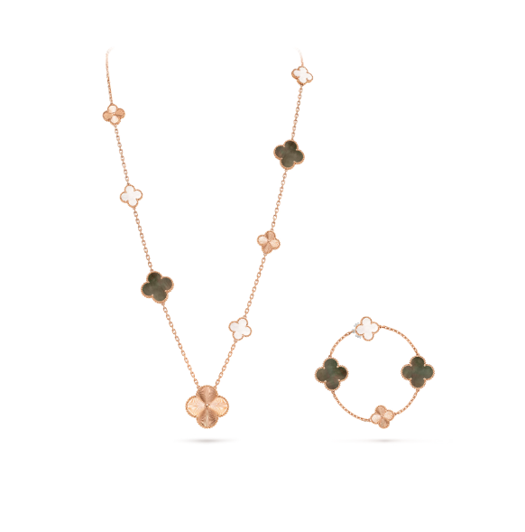 [⭐JeweliWhal]取り外し可能なクローバー15(11+4)フラワーシルバーネックレスセット