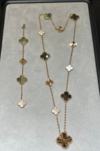 [⭐JeweliWhal]取り外し可能なクローバー15(11+4)フラワーシルバーネックレスセット