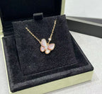 [⭐JeweliWhal]BUTTERFLY PINK MOTHER-OF-PEARL DIAMOND NECKLACE