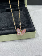 [⭐JeweliWhal]BUTTERFLY PINK MOTHER-OF-PEARL DIAMOND NECKLACE