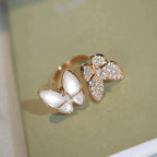 [⭐JeweliWhal]TWIN BUTTERFLY DIAMOND MOP RING