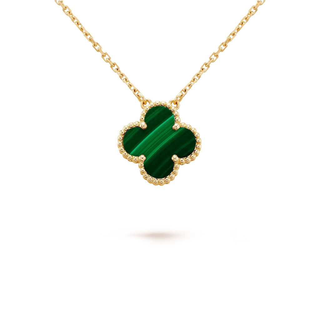 [⭐JeweliWhal]CLOVER 15MM MALACHITE SINGLE FLOWER  NECKLACE