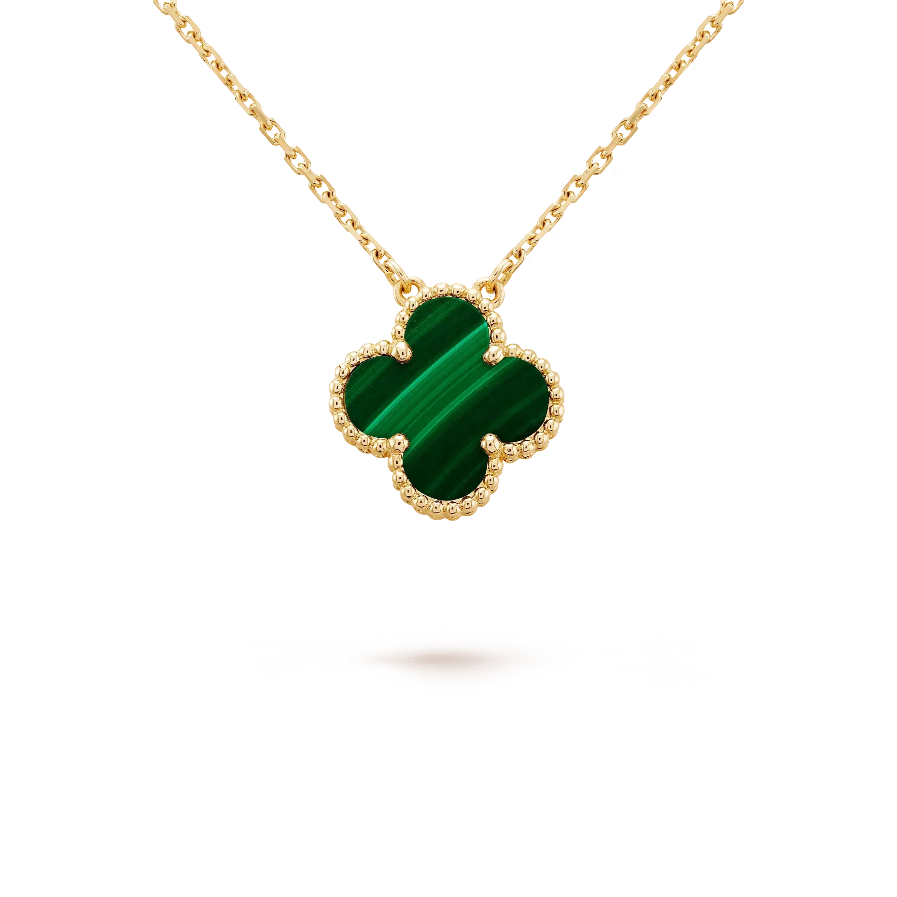 [⭐JeweliWhal]CLOVER 15MM MALACHITE SINGLE FLOWER  NECKLACE