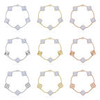 [⭐JeweliWhal] CLOVER 5 MOTIF PURPLE CHALCEDONY BRACELET COLLECTION