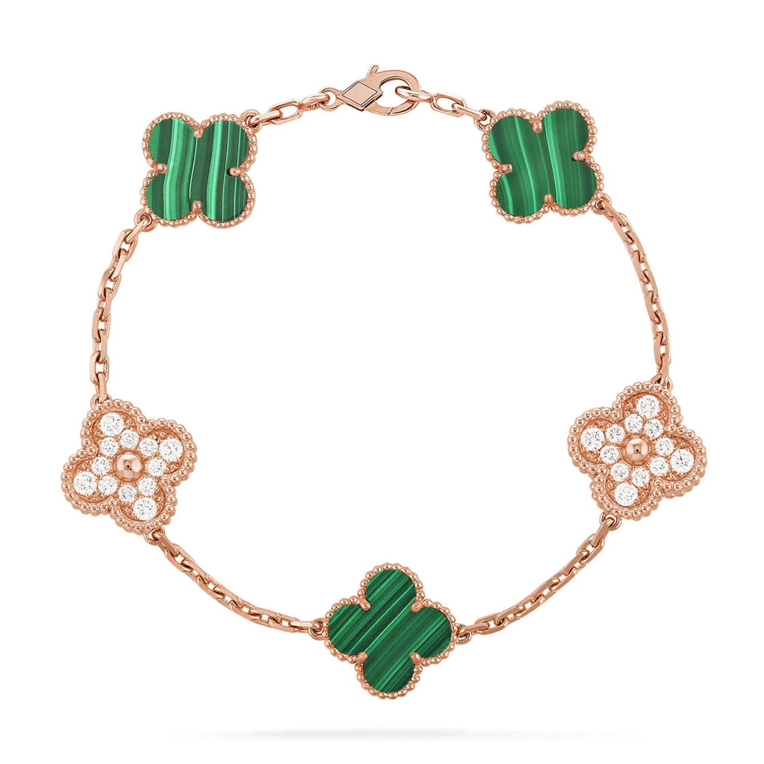 [⭐JeweliWhal] CLOVER 5 MOTIF MALACHITE BRACELET COLLECTION