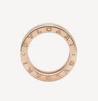 [⭐JeweliWhal]ZERO 1 TWO-BAND LOOPS AND WHITE CERAMIC SPIRAL PINK GOLD RING