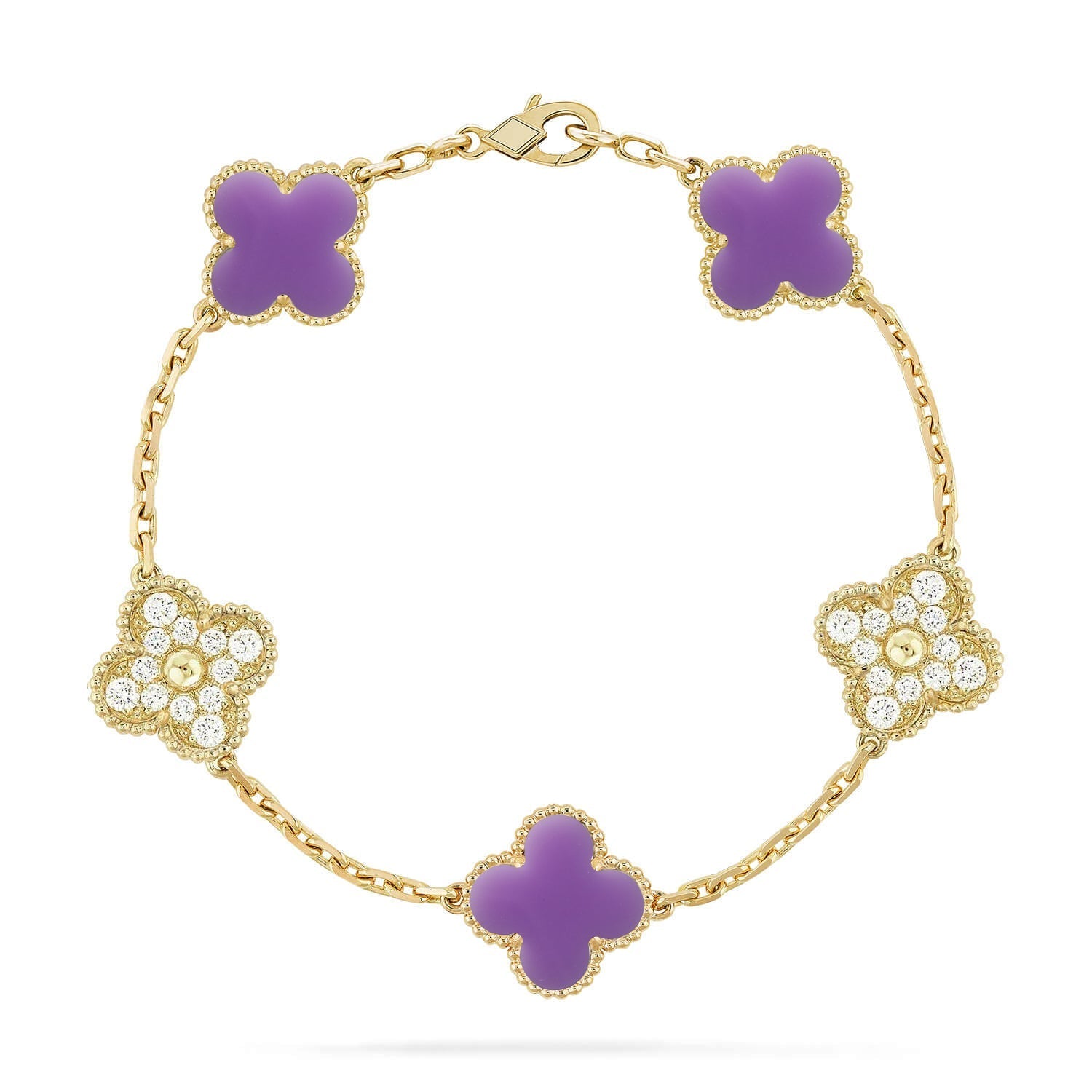 [⭐JeweliWhal]CLOVER 5 MOTIF LIGHT PURPLE BRACELET COLLECTION