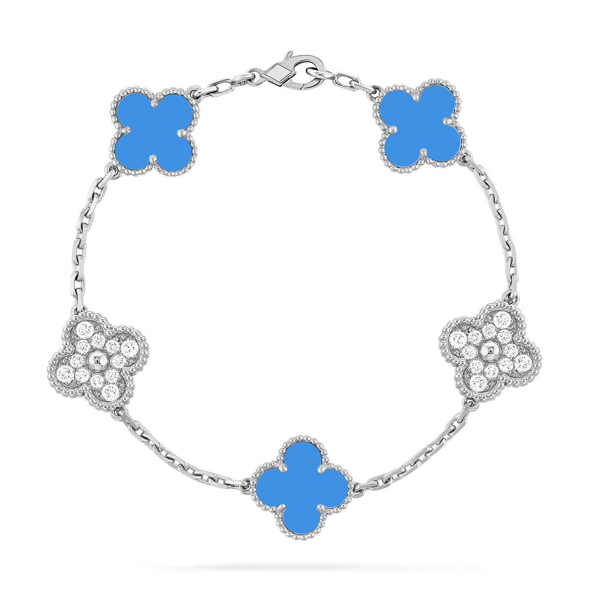 [⭐JeweliWhal] CLOVER 5 MOTIF BLUE AGATE BRACELET COLLECTION