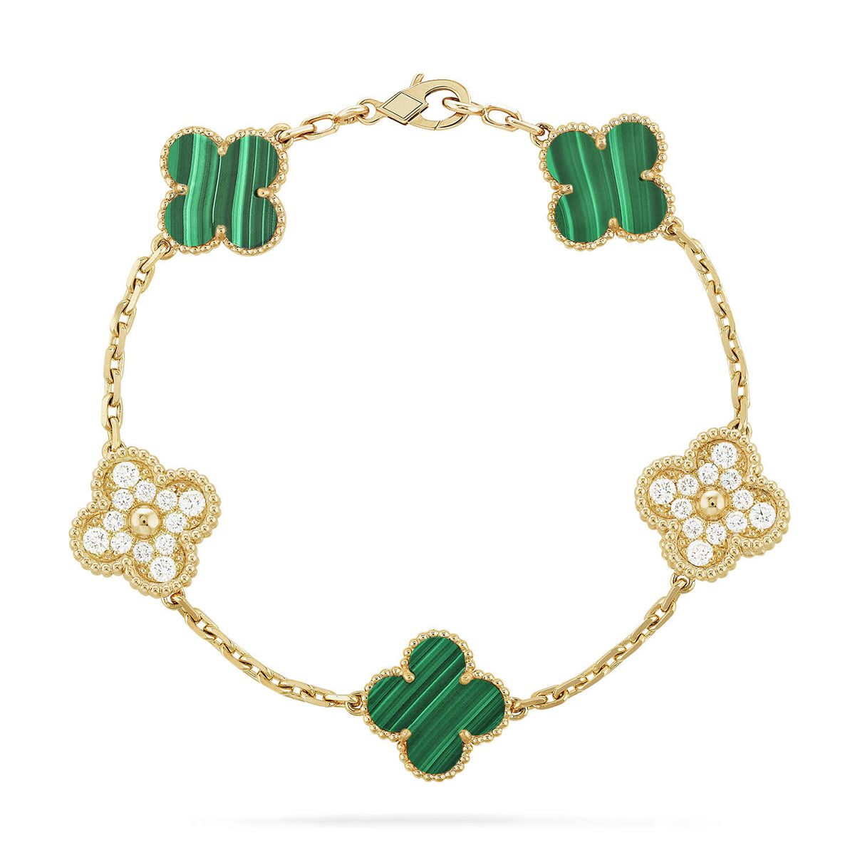 [⭐JeweliWhal] CLOVER 5 MOTIF MALACHITE BRACELET COLLECTION