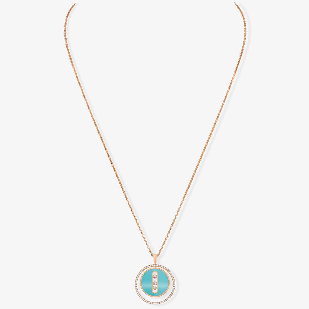 [⭐JeweliWhal]Demo MOVE 3 DIAMONDS TURQUOISE PINK GOLD DIAMOND NECKLACE