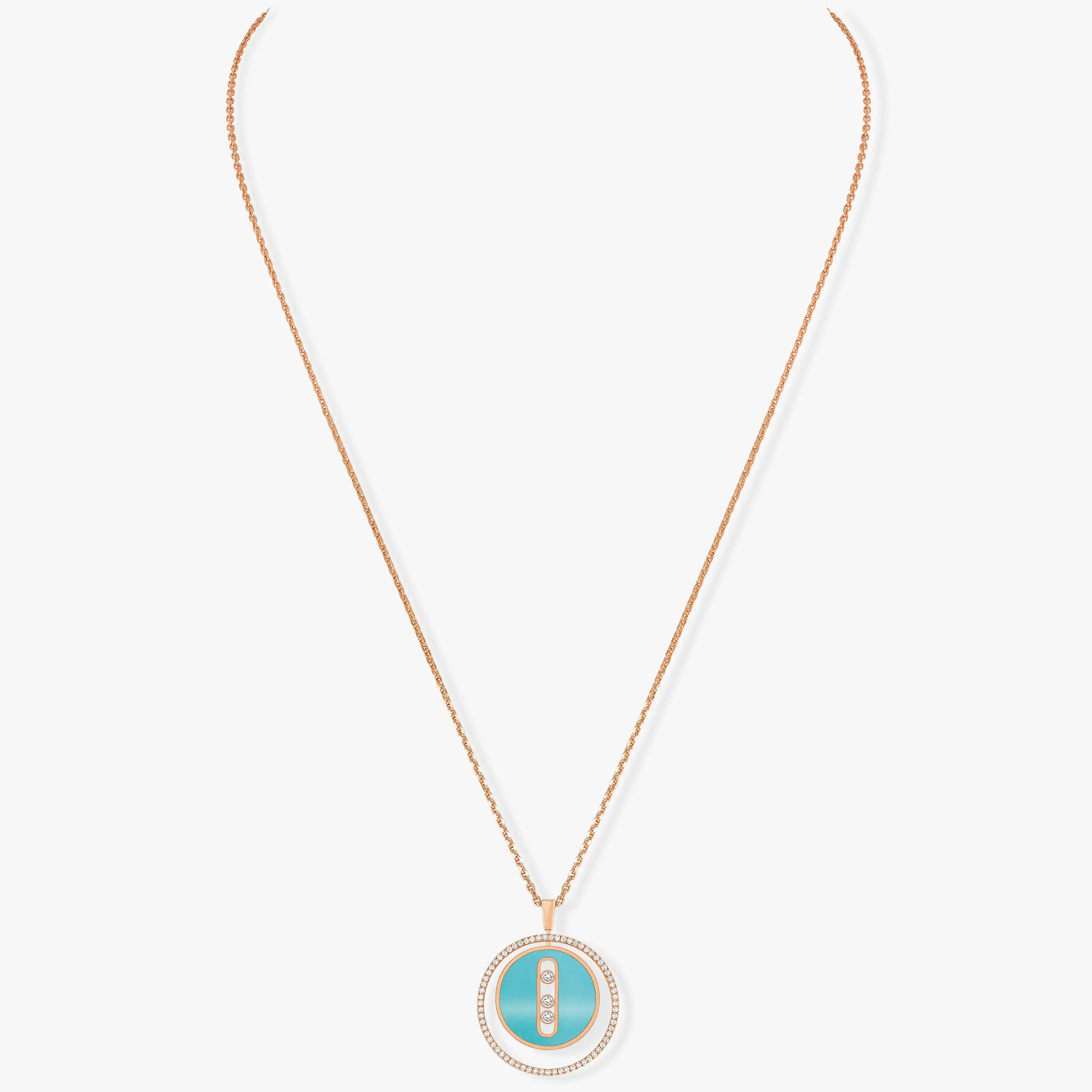 [⭐JeweliWhal]Demo MOVE 3 DIAMONDS TURQUOISE PINK GOLD DIAMOND NECKLACE