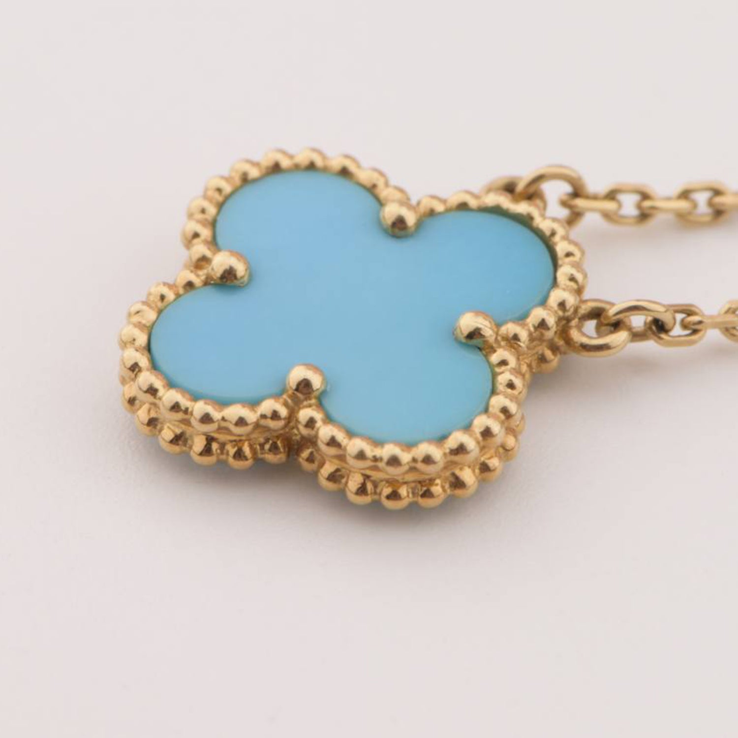 [⭐JeweliWhal]CLOVER 15MM VINTAGE TURQUOISE NECKLACE