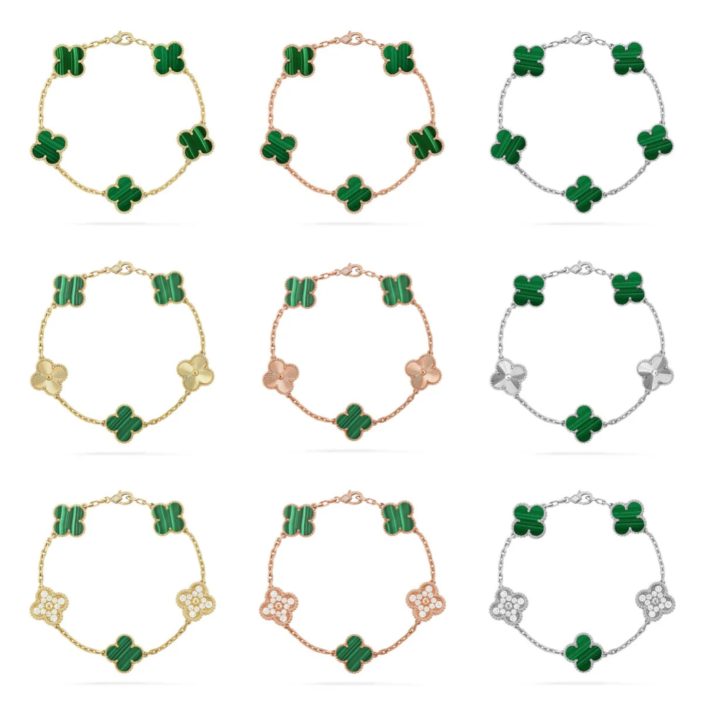 [⭐JeweliWhal] CLOVER 5 MOTIF MALACHITE BRACELET COLLECTION