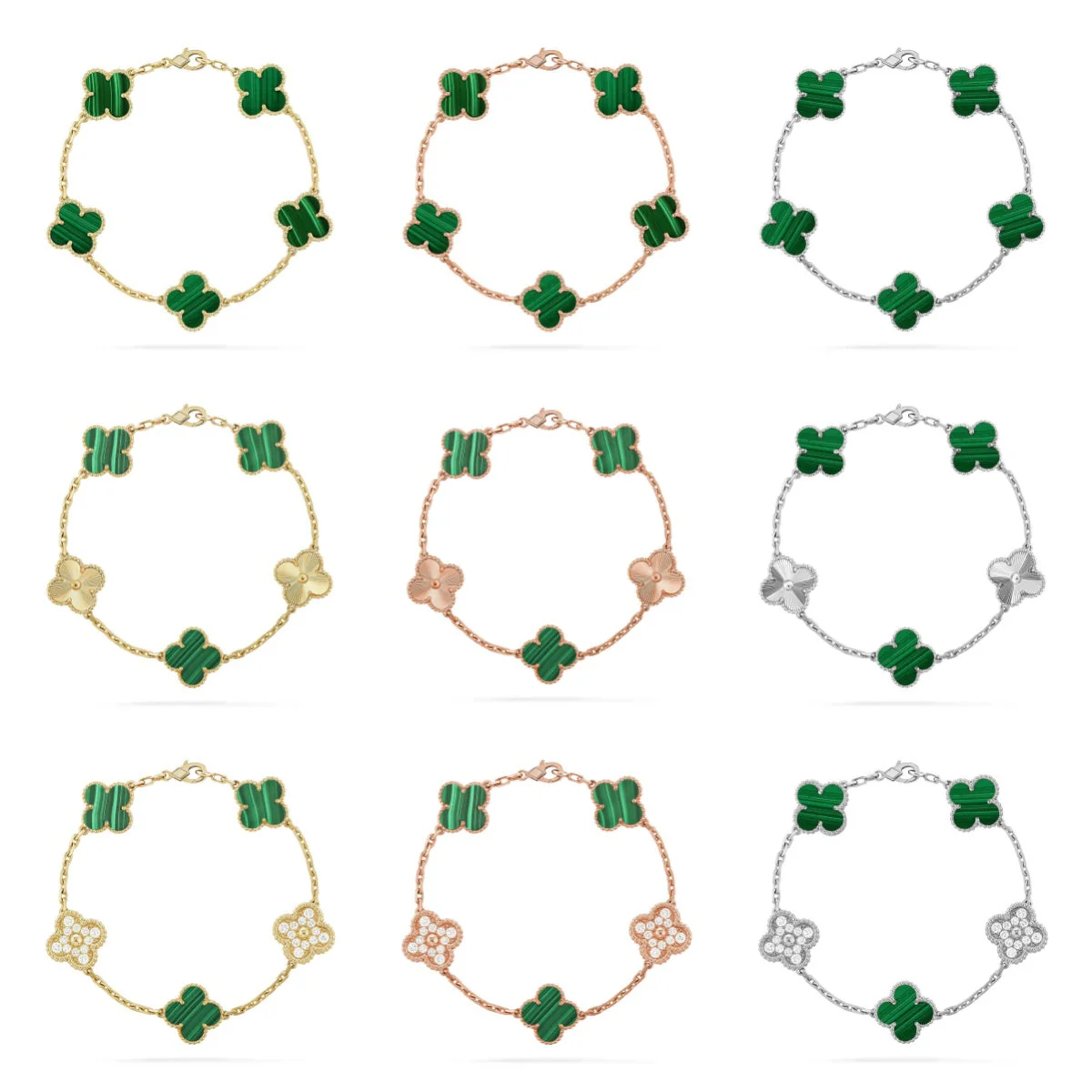 [⭐JeweliWhal] مجموعة سوار CLOVER 5 MOTIF MALACHITE