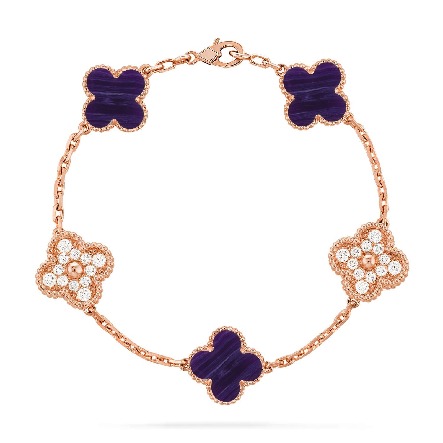 [⭐JeweliWhal]CLOVER 5 MOTIF PURPLE STRIPES BRACELET COLLECTION