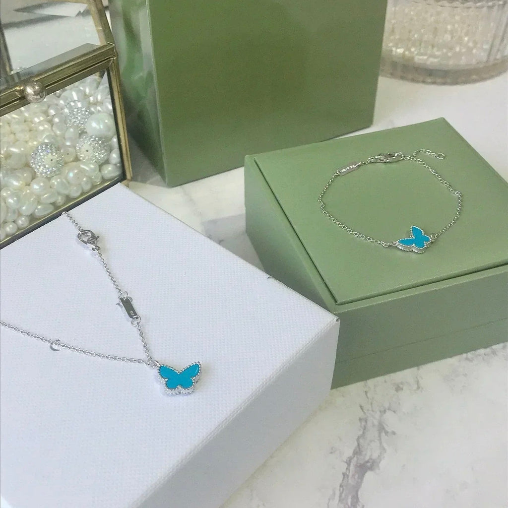 [⭐JeweliWhal]バタフライ ターコイズ バタフライ ブレスレット シルバー