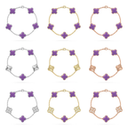 [⭐JeweliWhal]CLOVER 5 MOTIF LIGHT PURPLE BRACELET COLLECTION