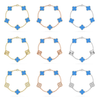 [⭐JeweliWhal] CLOVER 5 MOTIF BLUE AGATE BRACELET COLLECTION