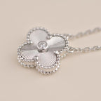 [⭐JeweliWhal]CLOVER  15MM DIAMOND LASER NECKLACE SILVER