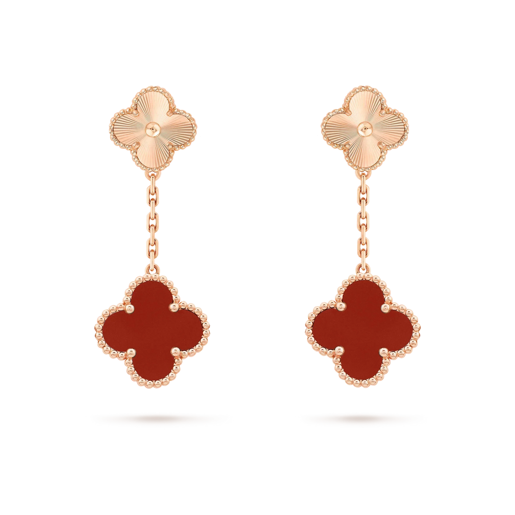 [⭐JeweliWhal]CLOVER 2 MOTIF  LASER CARNELIAN EARRINGS