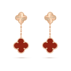 [⭐JeweliWhal]CLOVER 2 MOTIF  LASER CARNELIAN EARRINGS