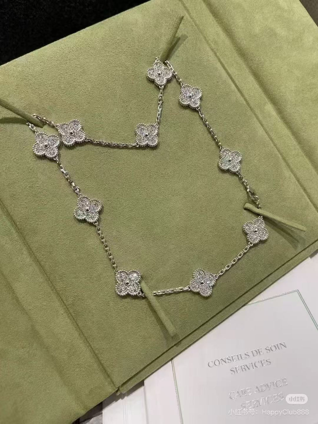 [⭐JeweliWhal]CLOVER 10 MOTIFS  FULL DIAMOND NECKLACE