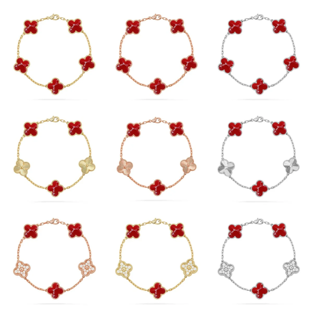 [⭐JeweliWhal]CLOVER 5 MOTIF RED PATTERN BRACELET COLLECTION